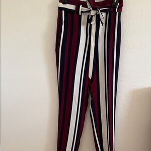 Express Red and Navy Blue Striped Slacks